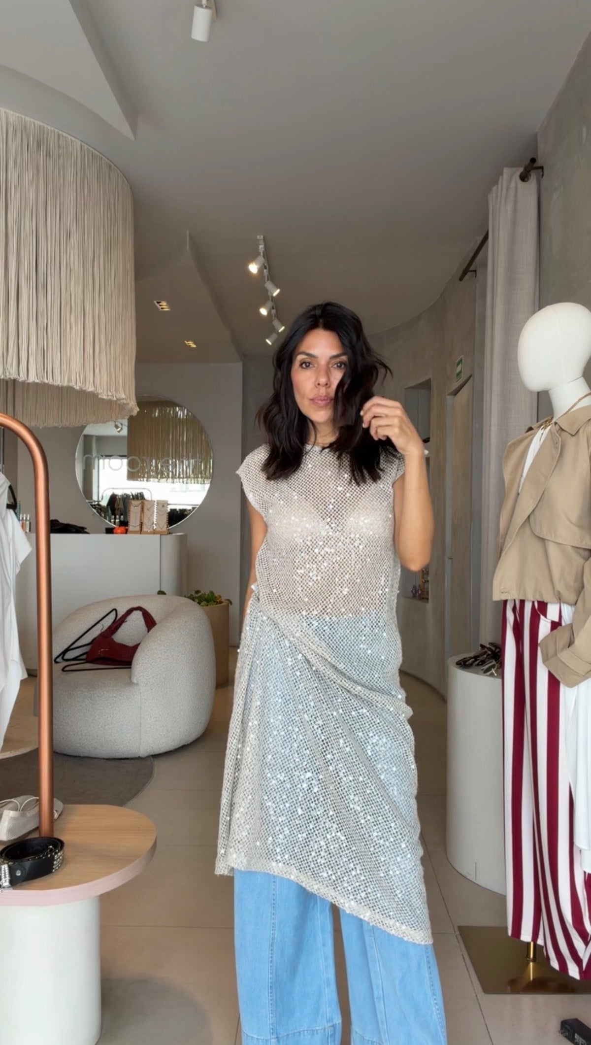 Vestido mesh lentejuelas