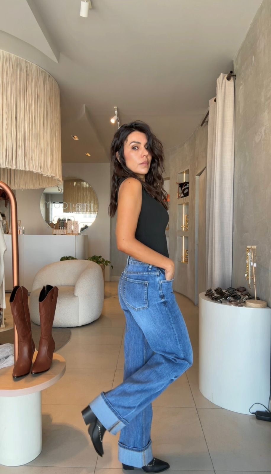 Jeans dobladillo alto