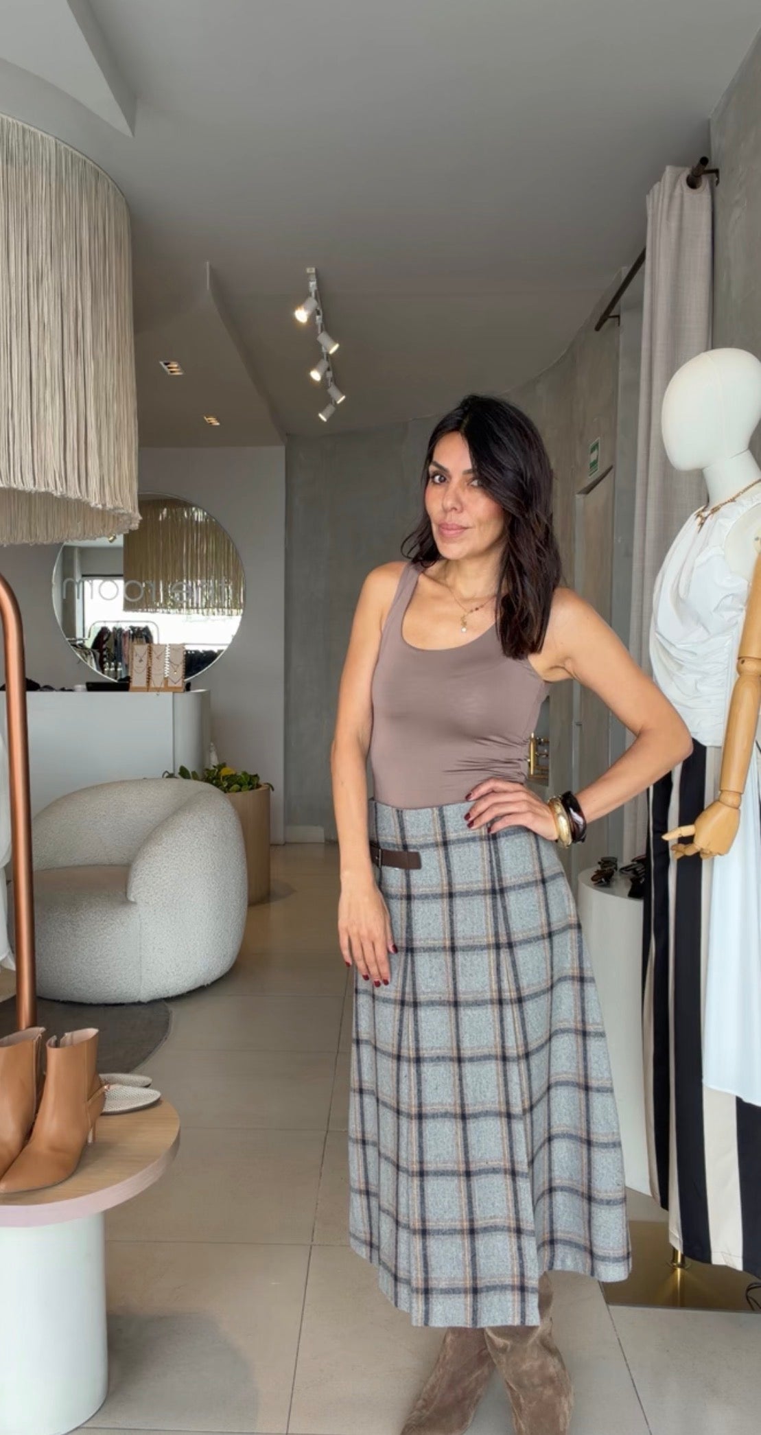 Falda cuadros gris