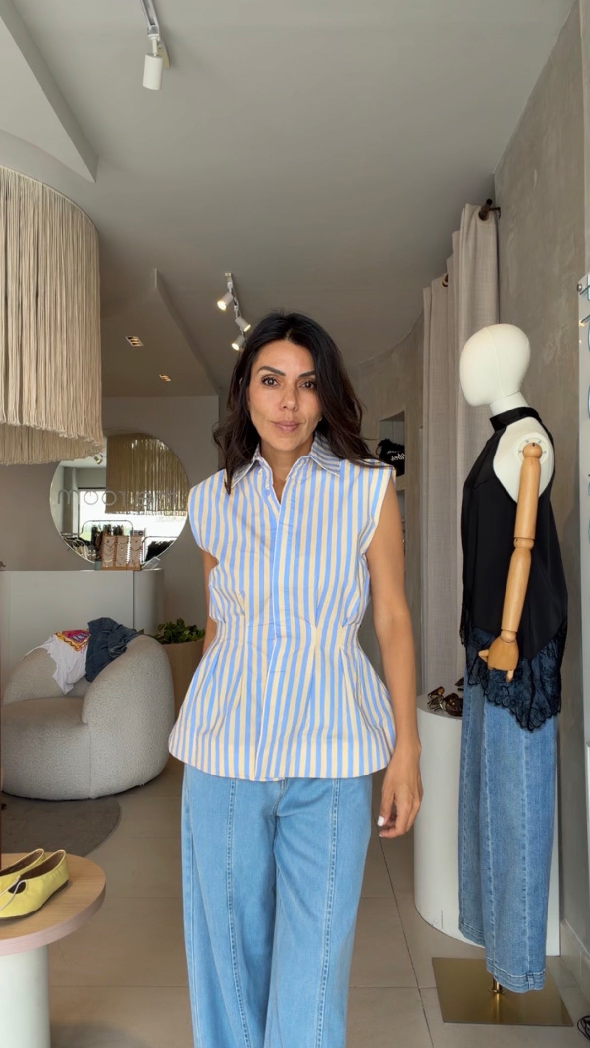 Blusa rayas amarillas y azul