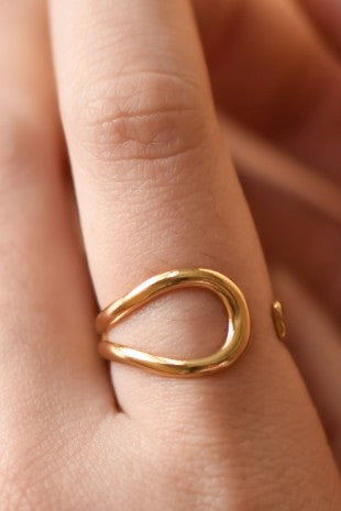 Anillo dorado ola abierta