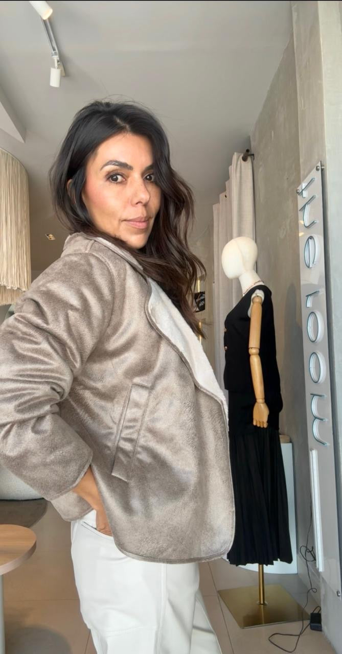 Chamarra borreguito Taupe