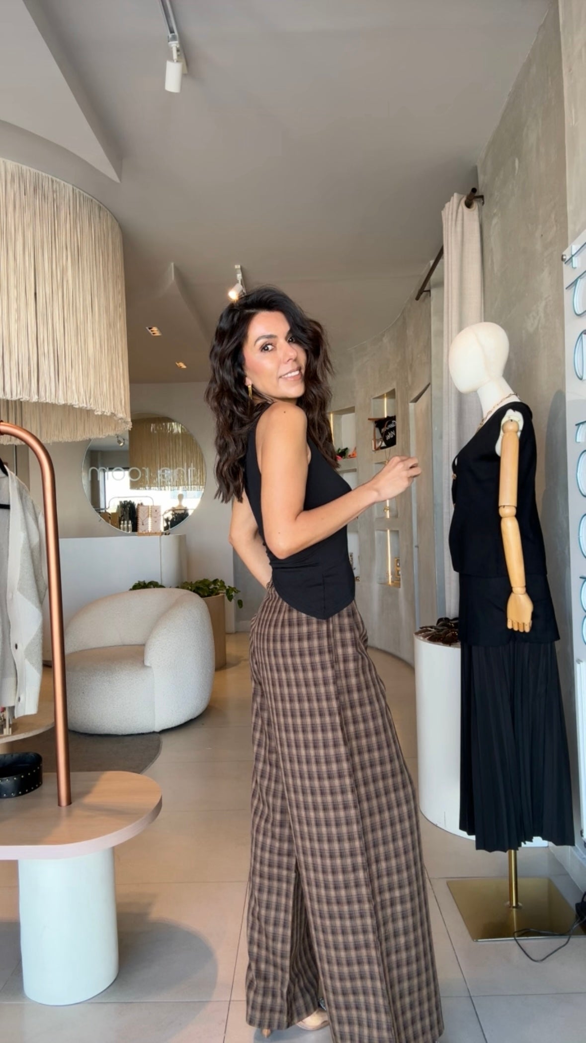 Pantalón de cuadros café