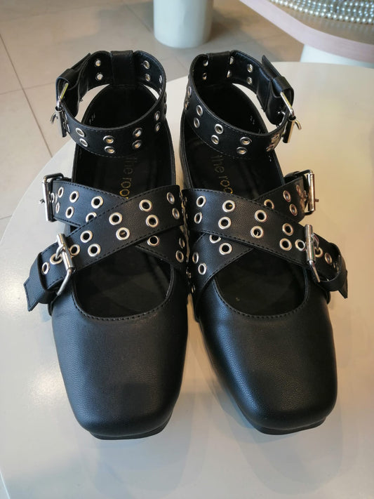 Flats negro hebilla
