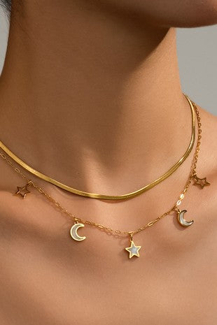 Collar doble estrellas y luna