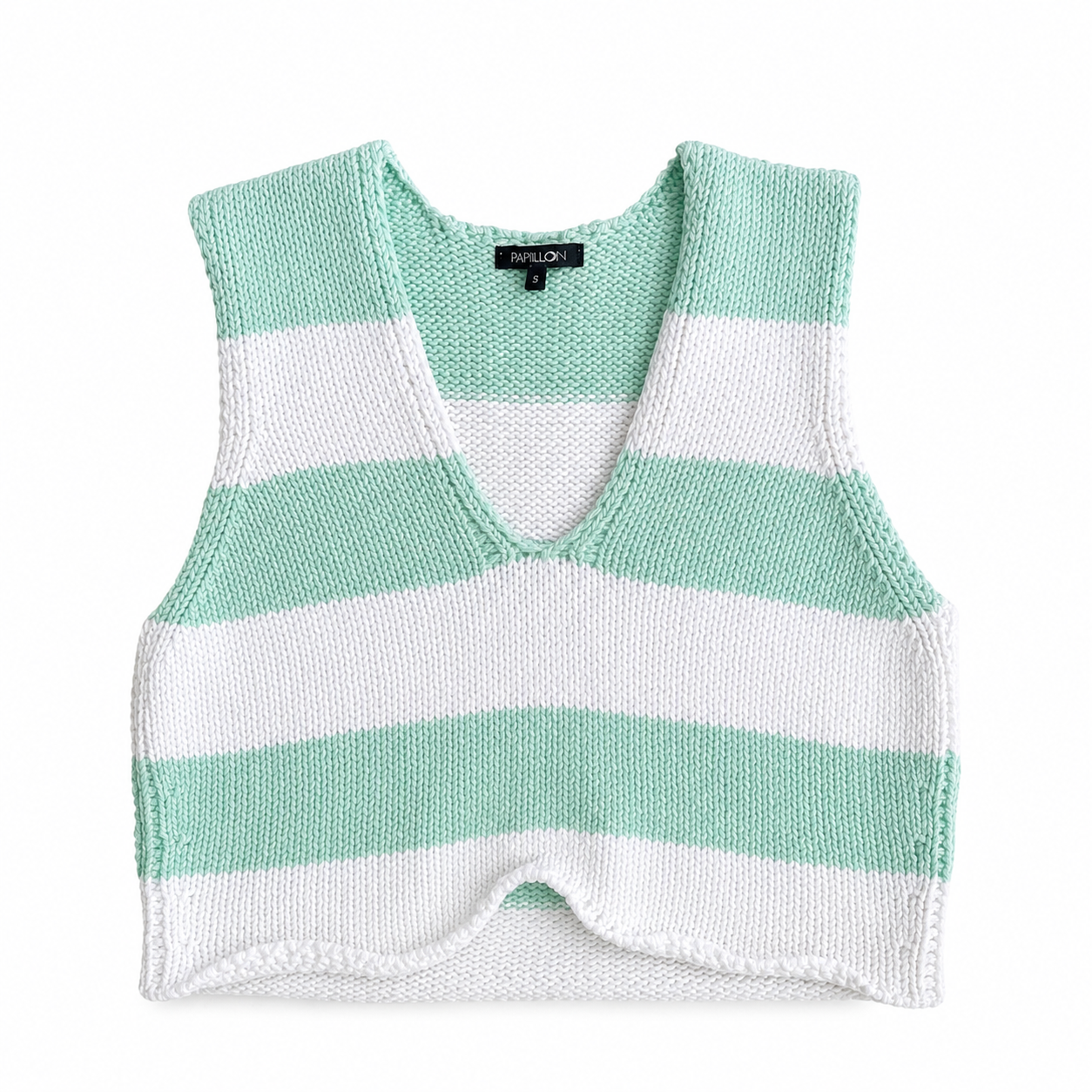 Top menta con blanco