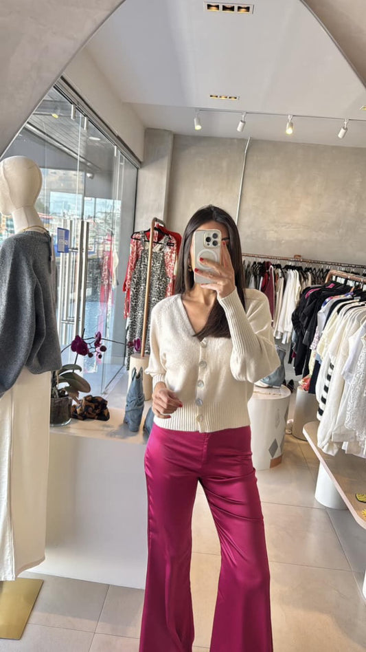 Pantalón satinado magenta