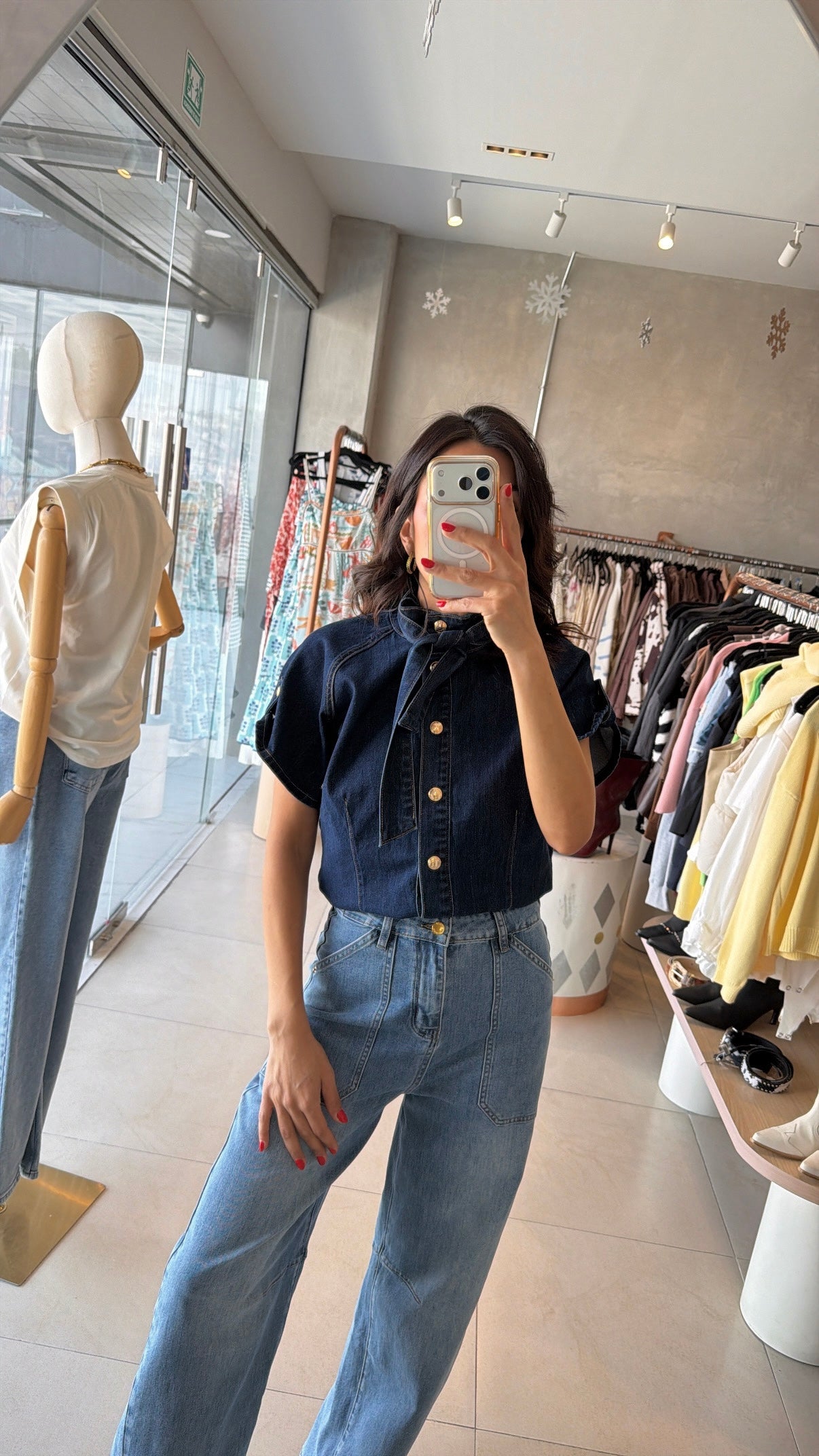 Camisa denim lazo oscura