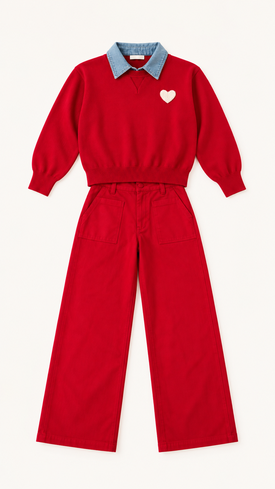 Set rojo cuello denim