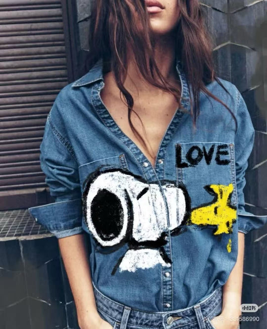Camisa denim snoopy