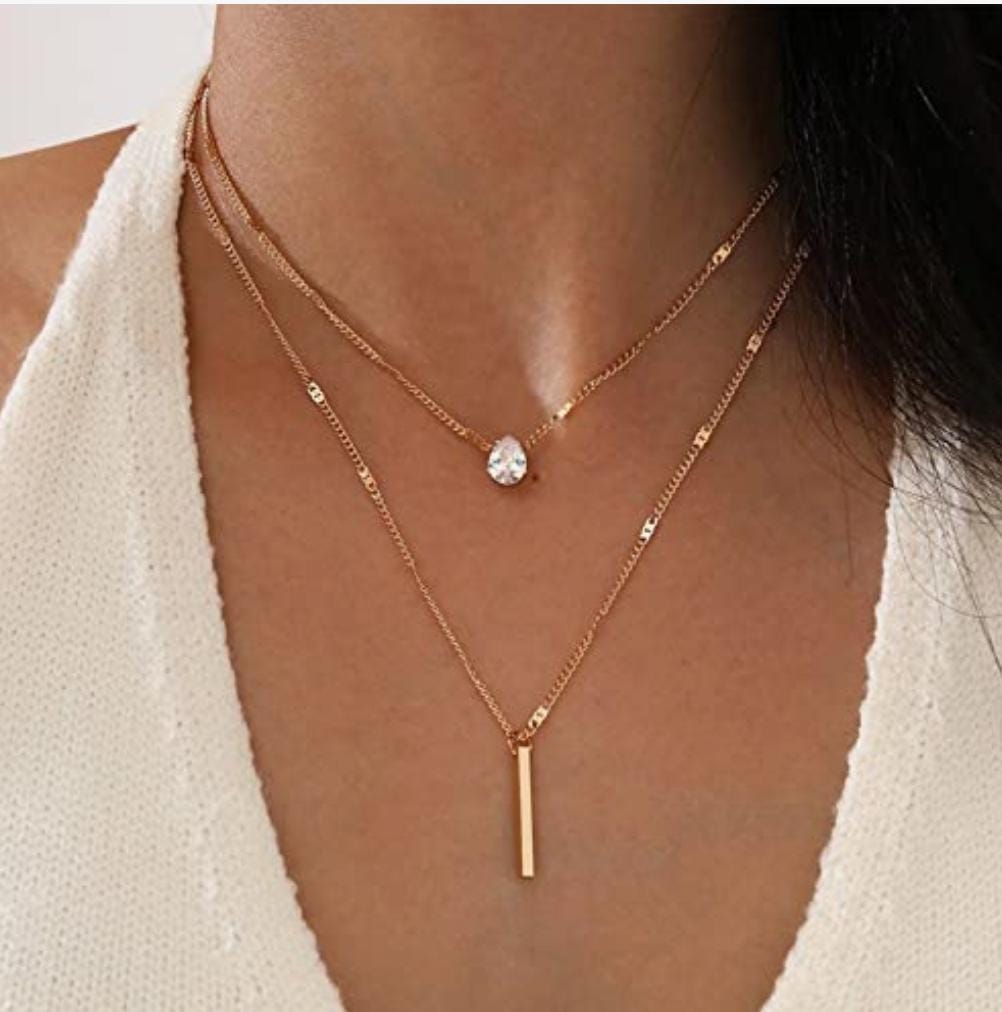 Collar doble dije lagrima