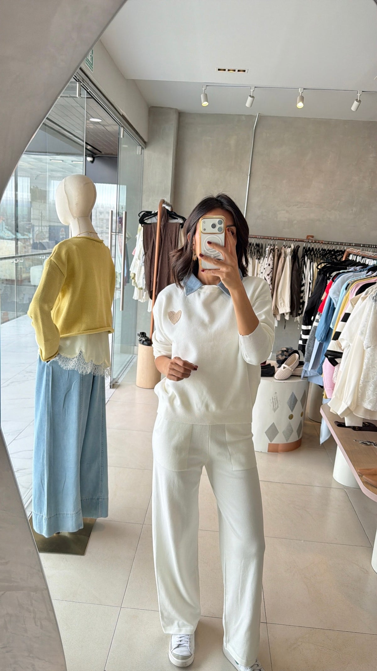 Set blanco cuello denim
