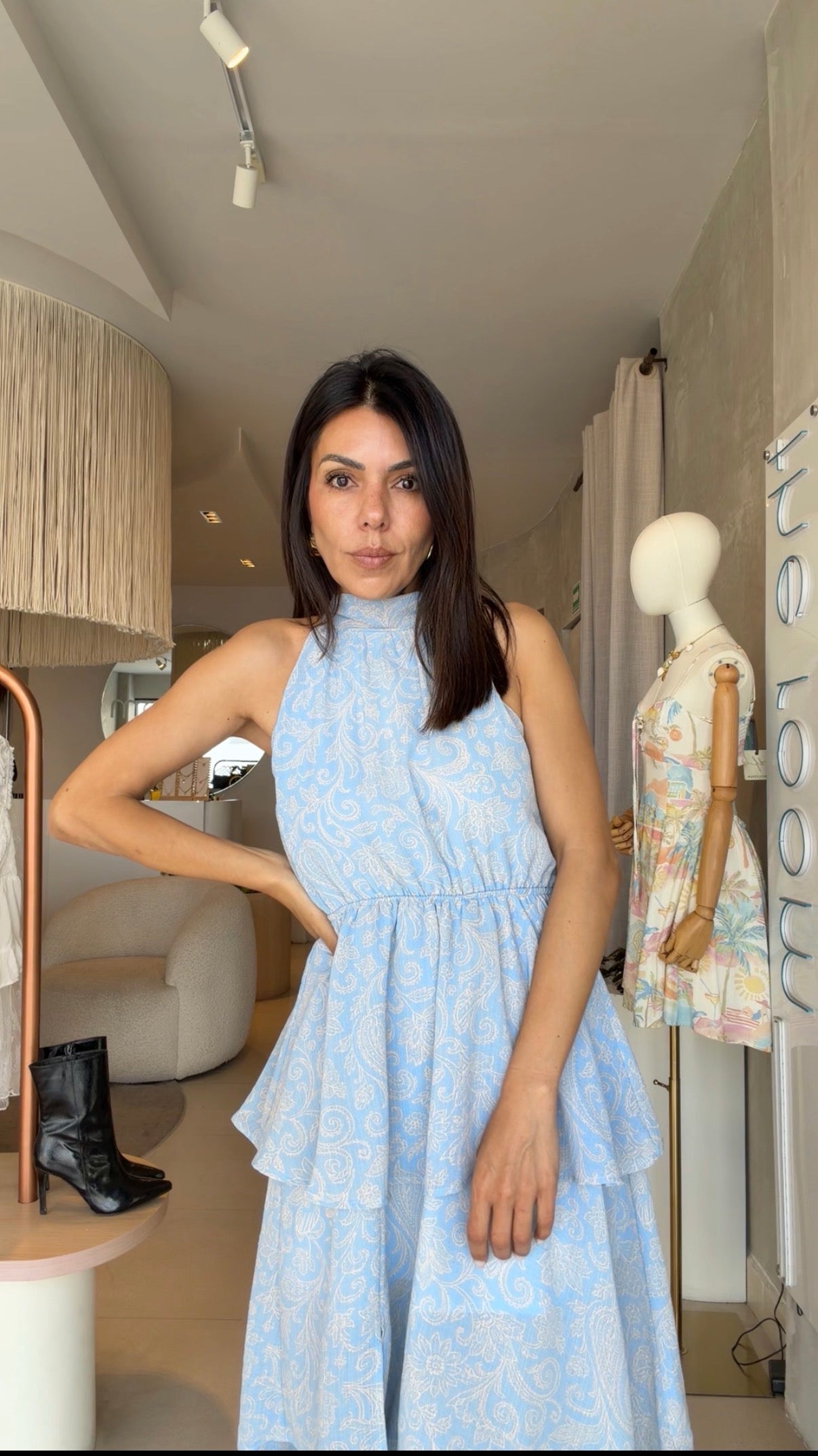 Vestido azul estampado