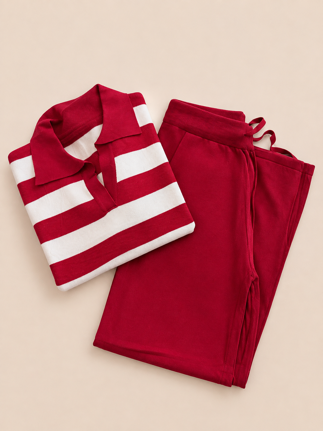 Set punto polo rayas rojo