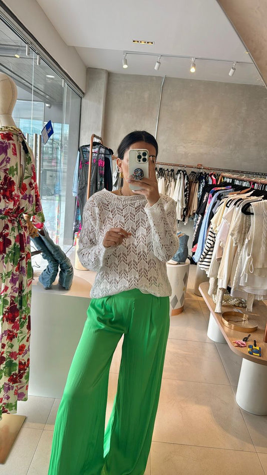 Pantalón verde satinado