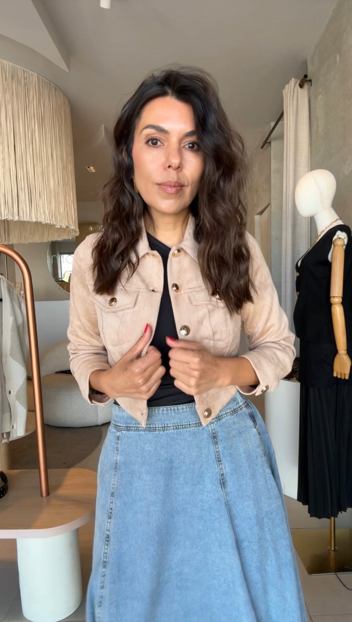 Chamarra gamuza beige