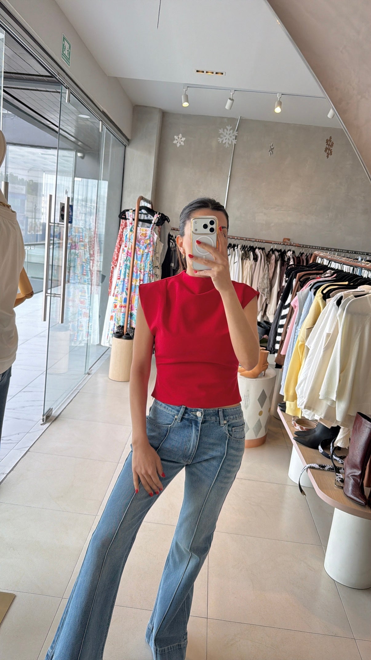 Top rojo manga corta