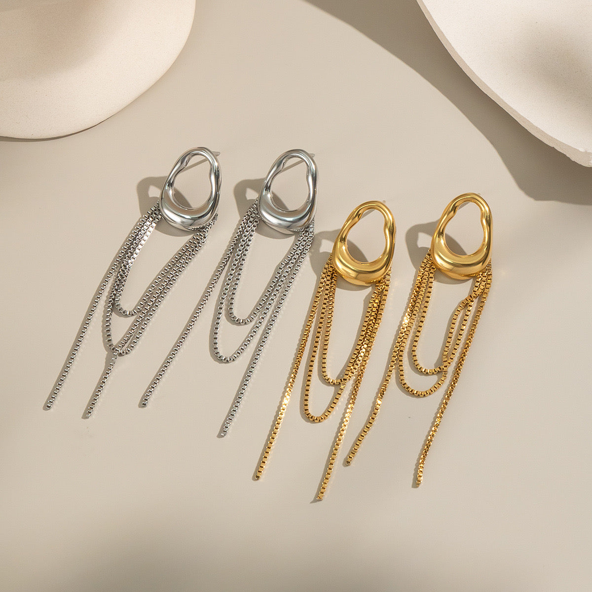 Arete ovalado cadenas