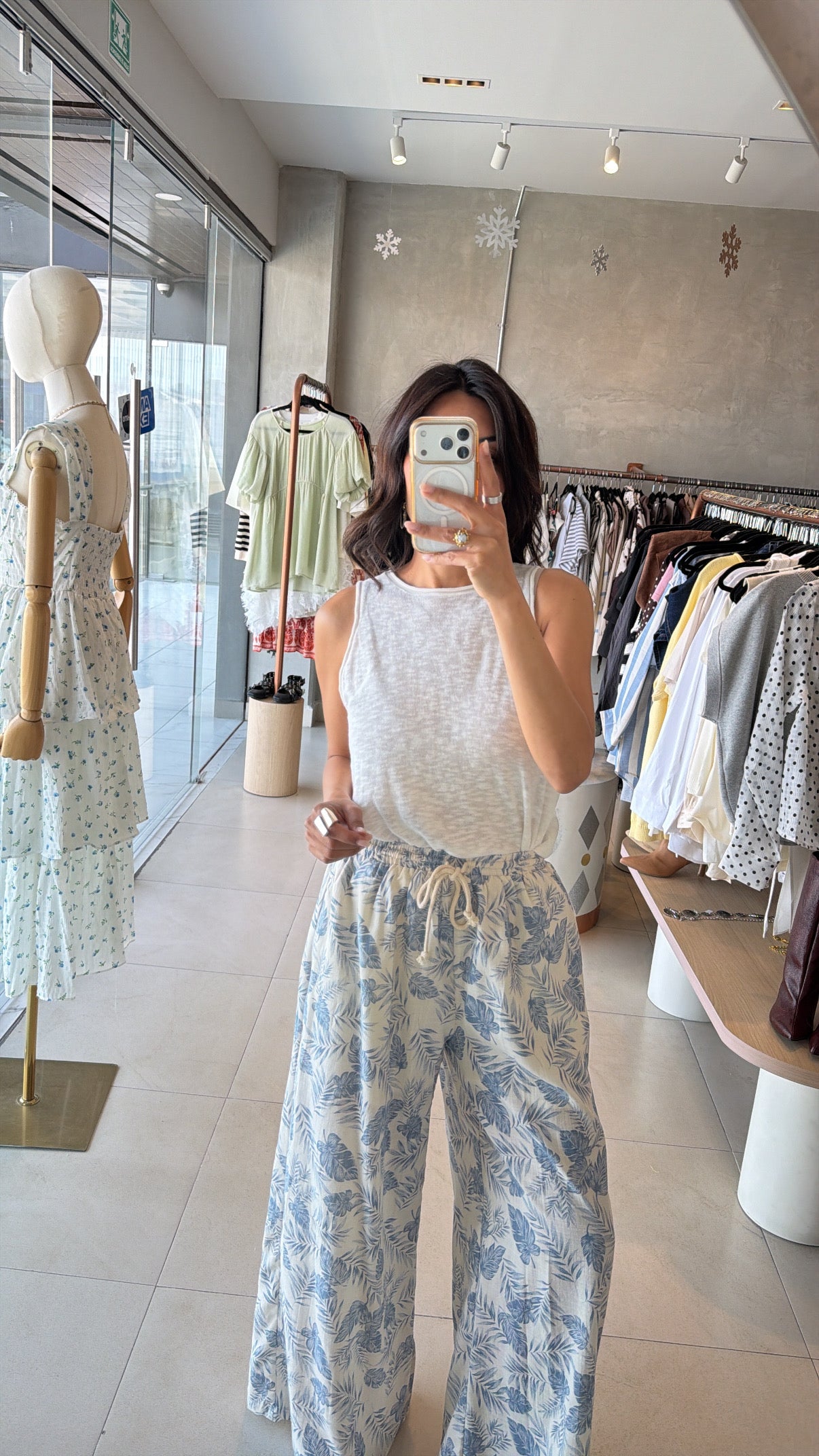 Pantalón flores azul