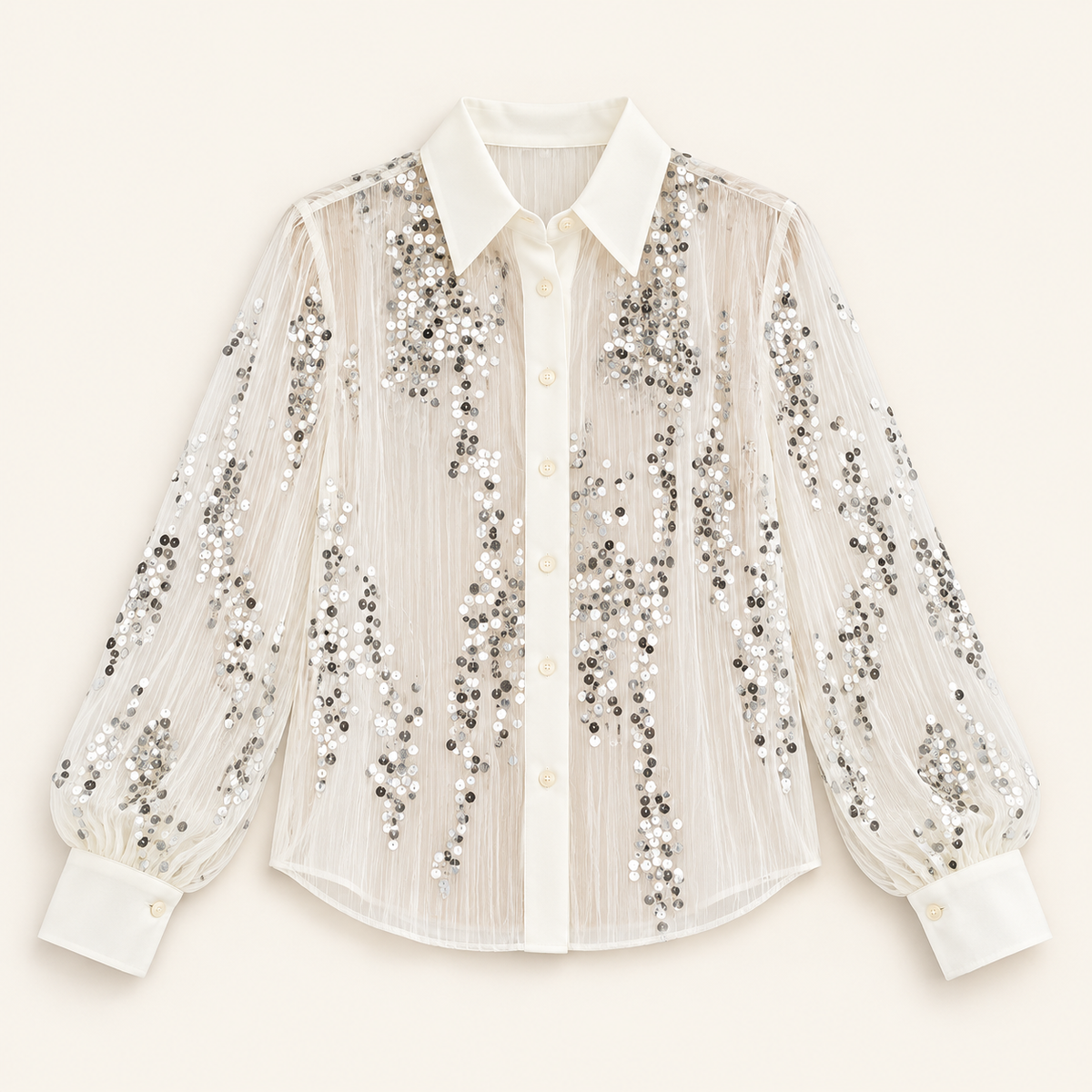 Camisa beige lentejuelas