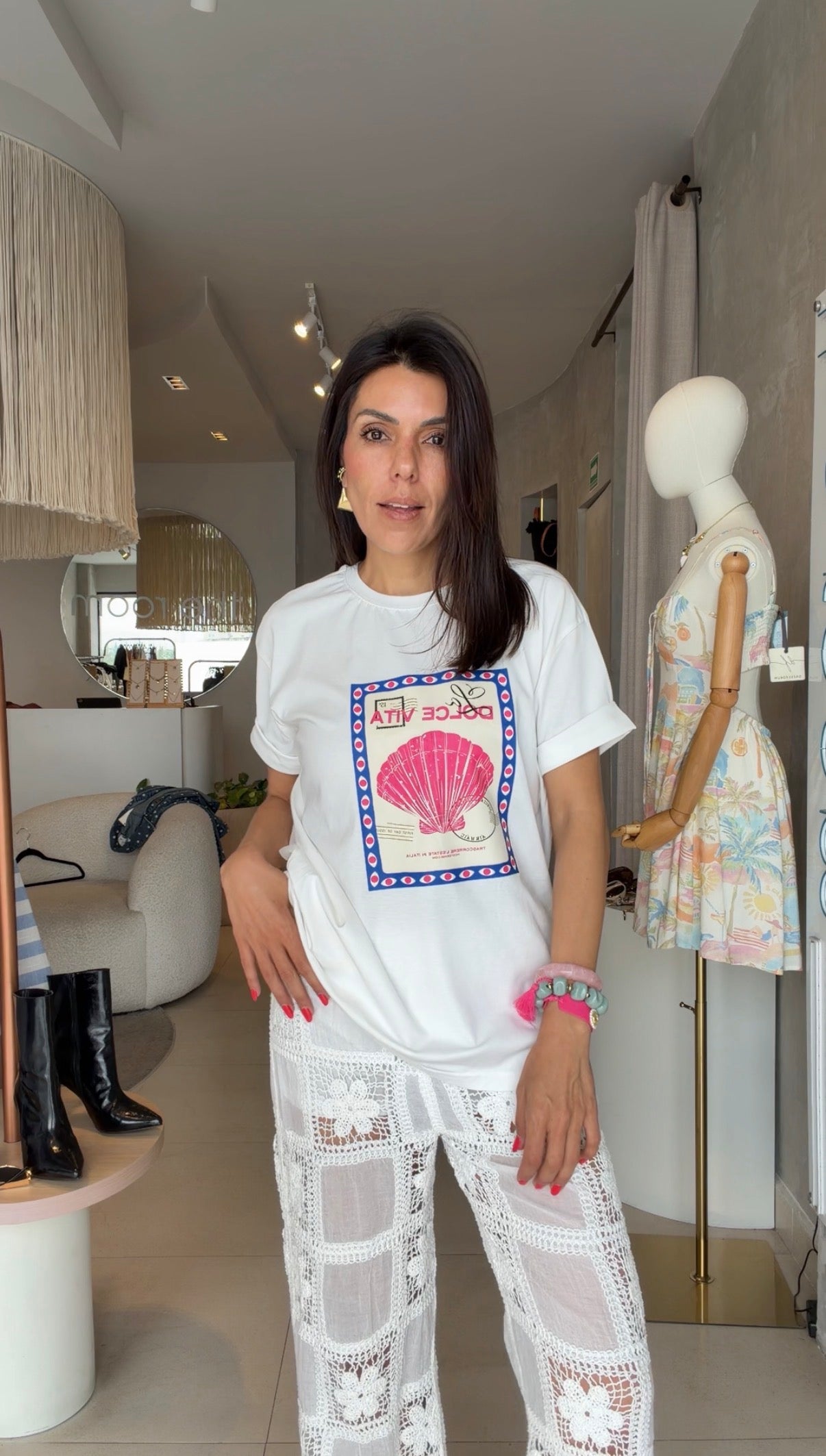 Pantalón blanco crochet