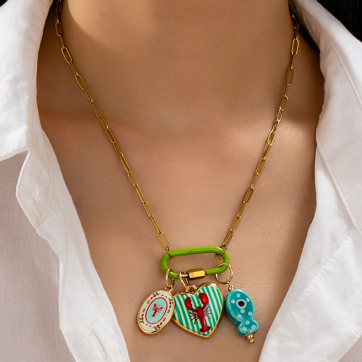 Collar corazon cangrejo