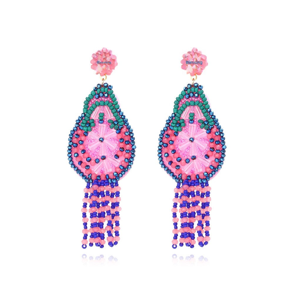 Aretes rosas brillos