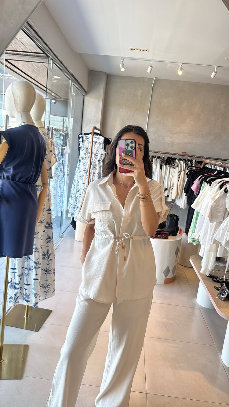 Set camisa jareta beige