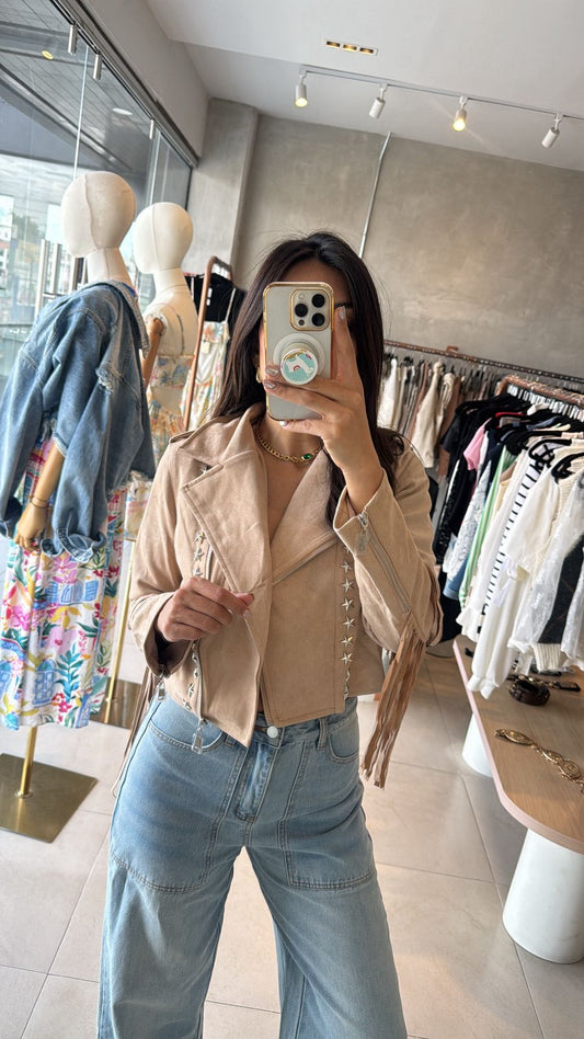 Chamarra beige estrellas