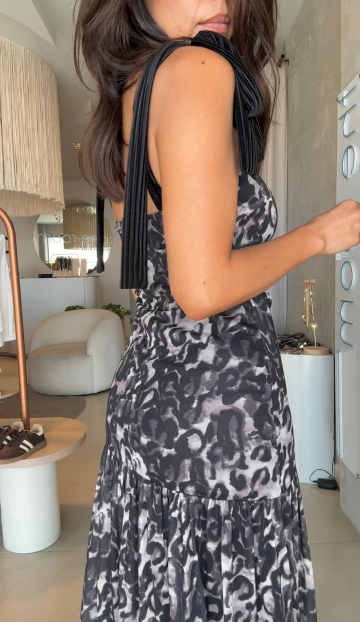 Vestido animal print lazos