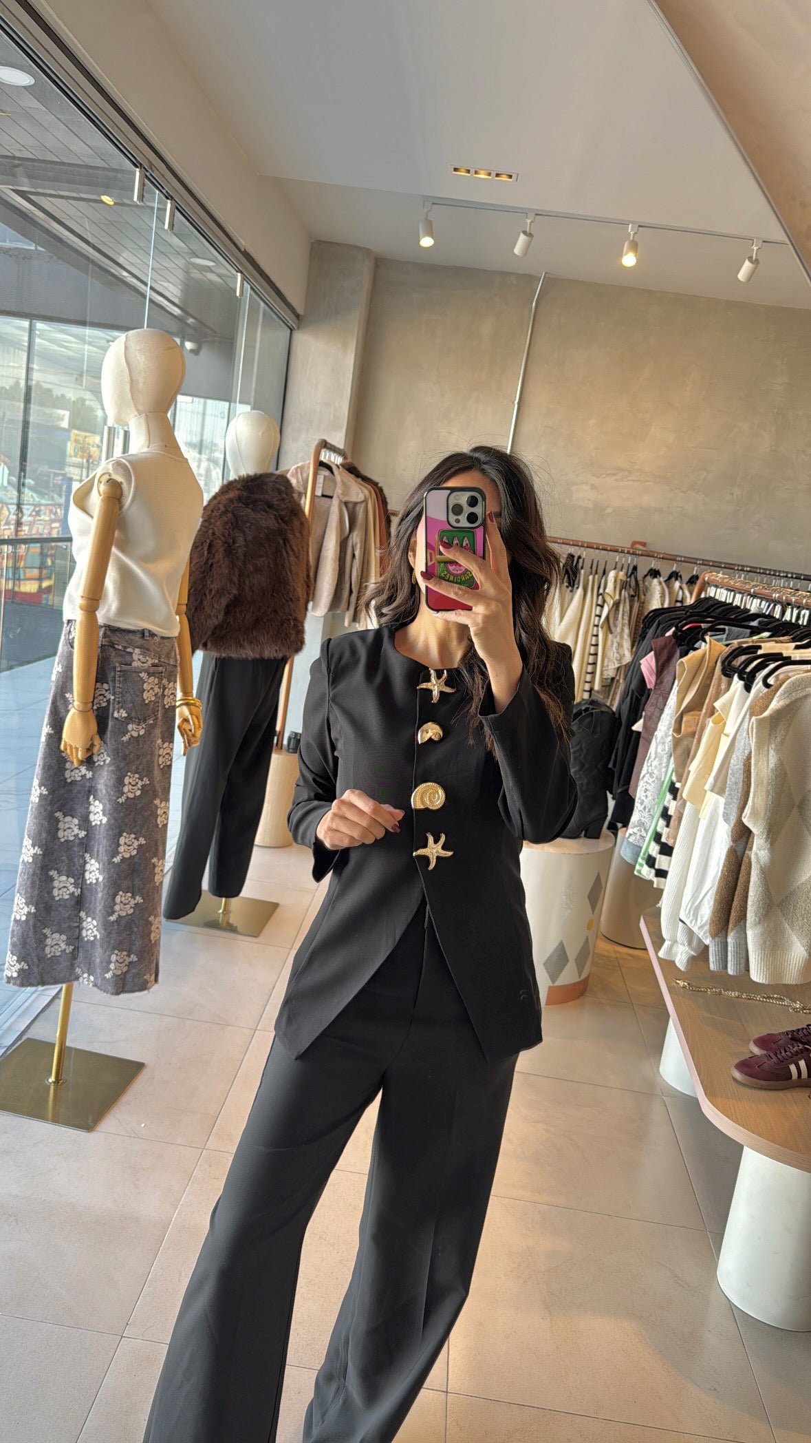 Blazer negro botones mar