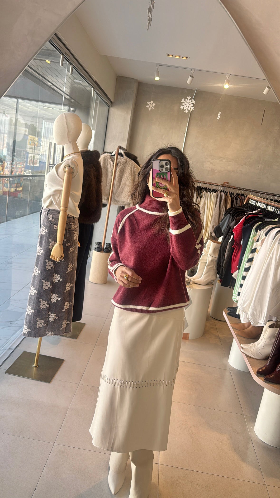 Falda vinipiel beige