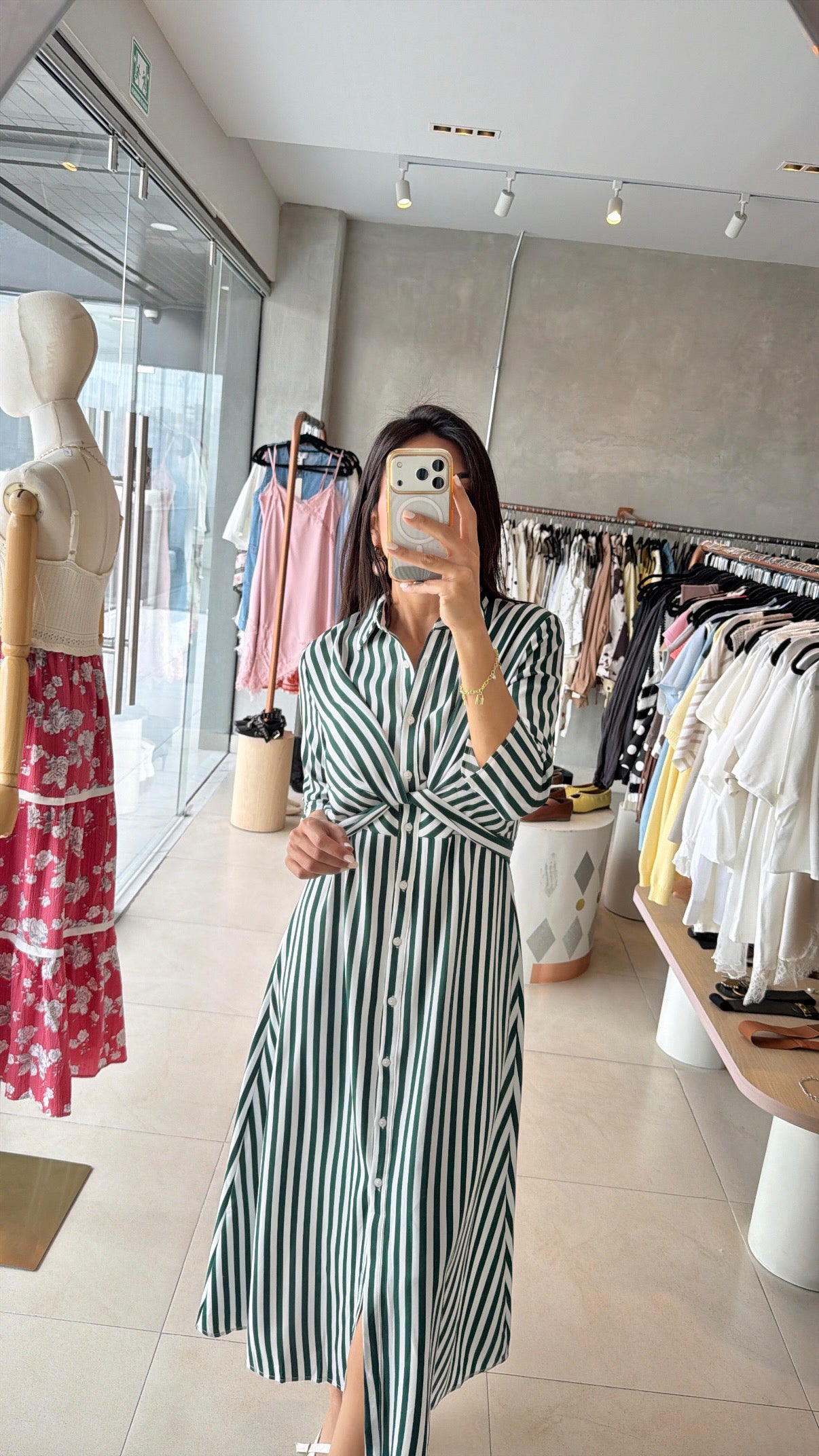 Maxi vestido verde rayado