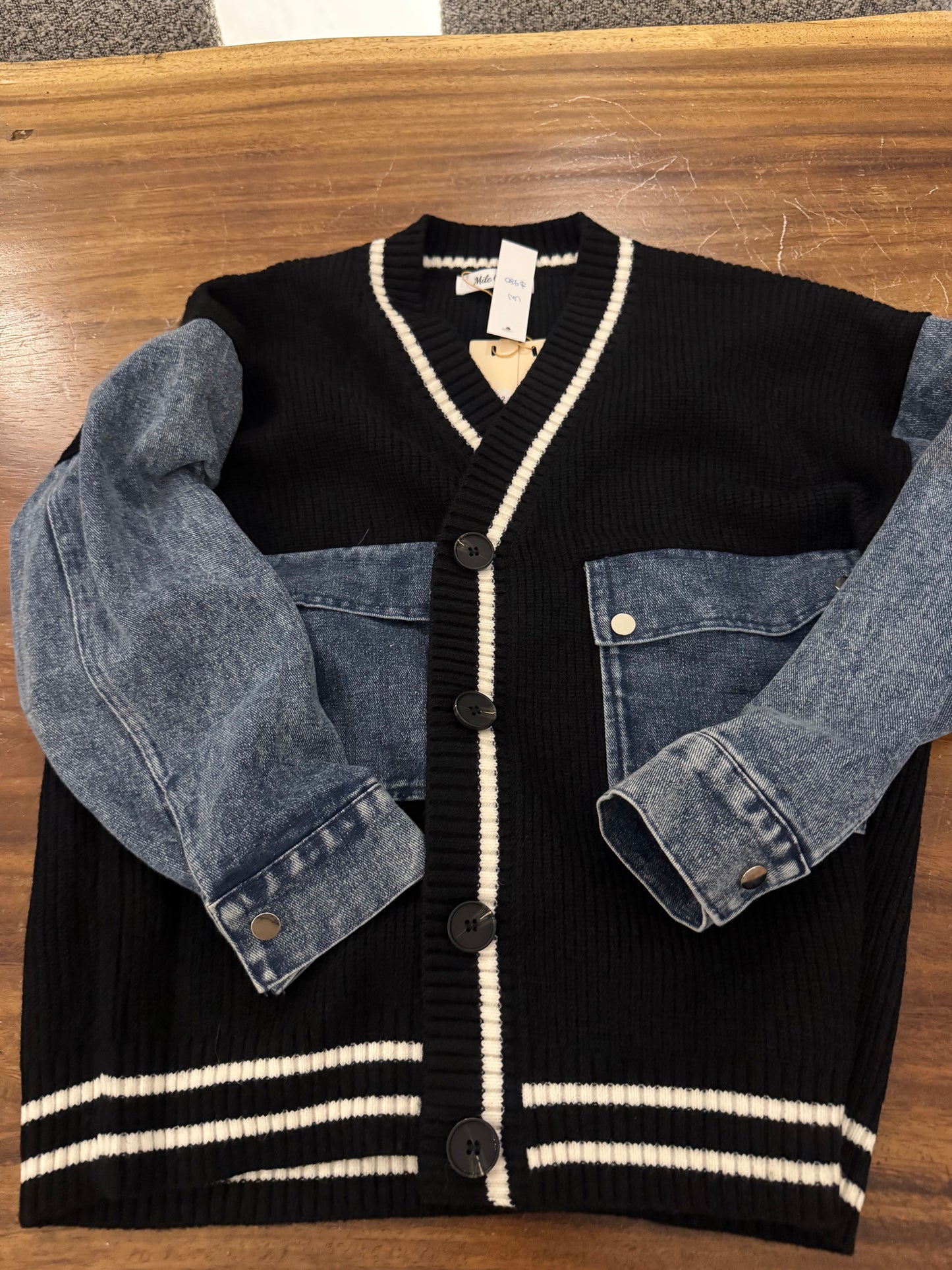 Suéter manga denim