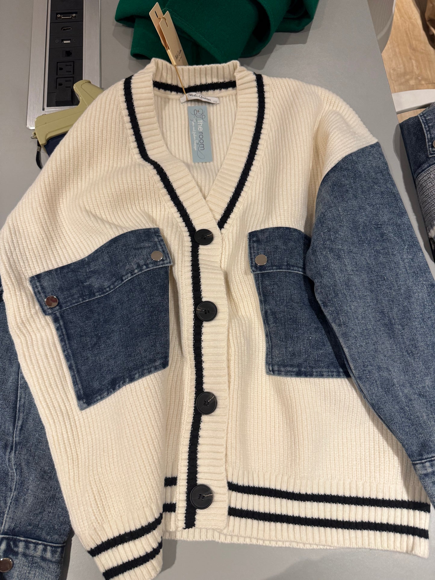 Suéter manga denim