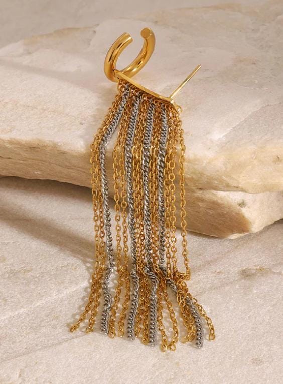 Earcuff cadena dorado y plateado