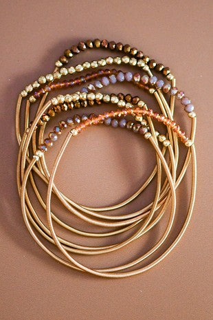 Set pulseras piedras tonos ocre