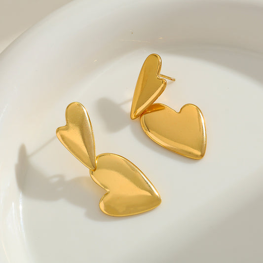 Aretes doble corazón