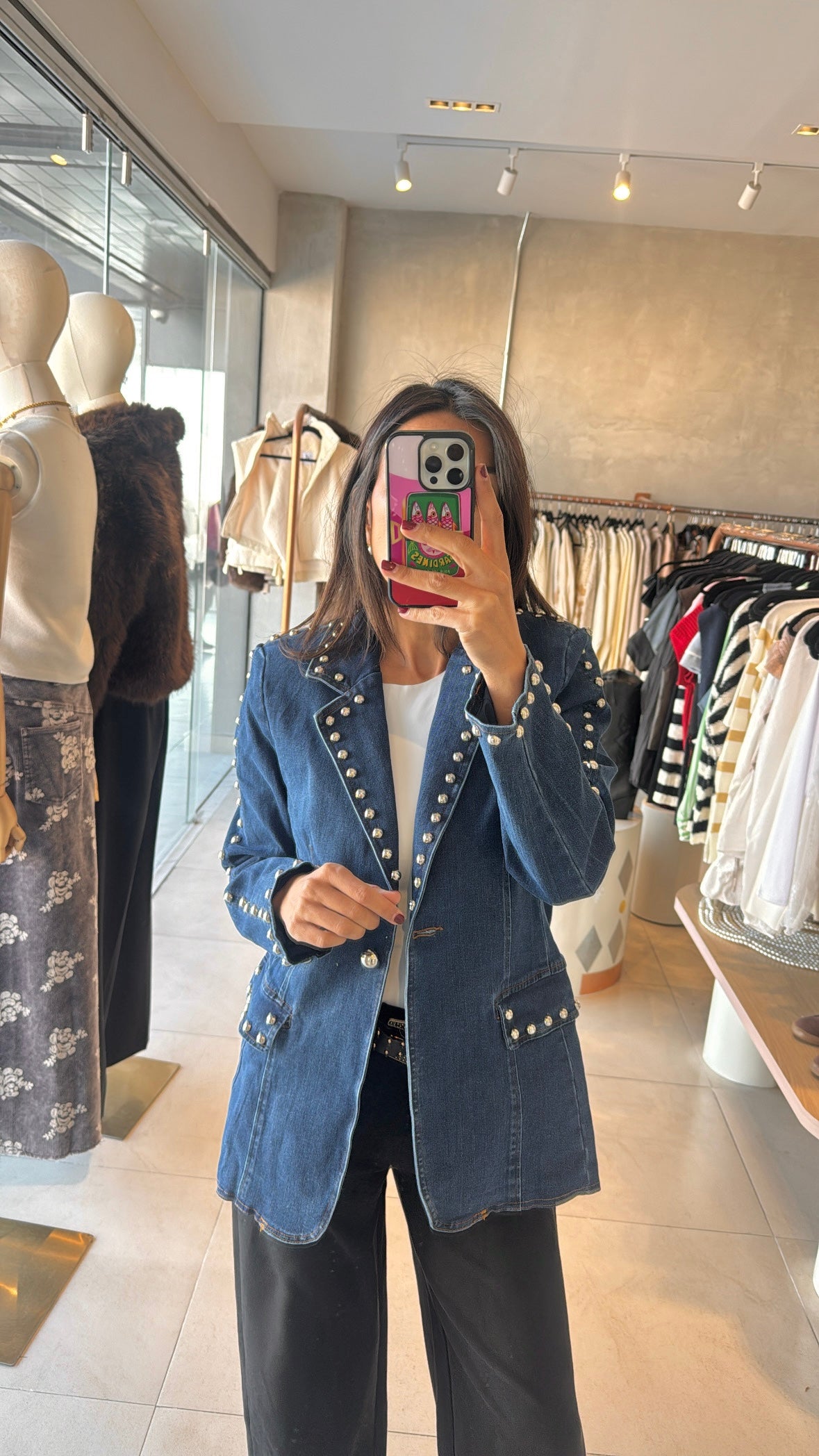 Blazer denim estoperoles