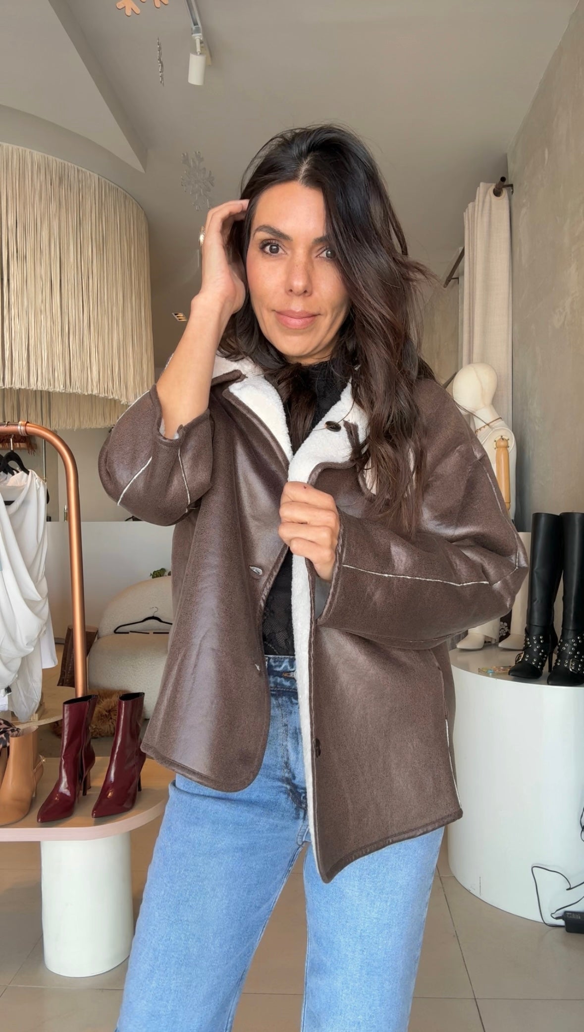 Chamarra café borreguito