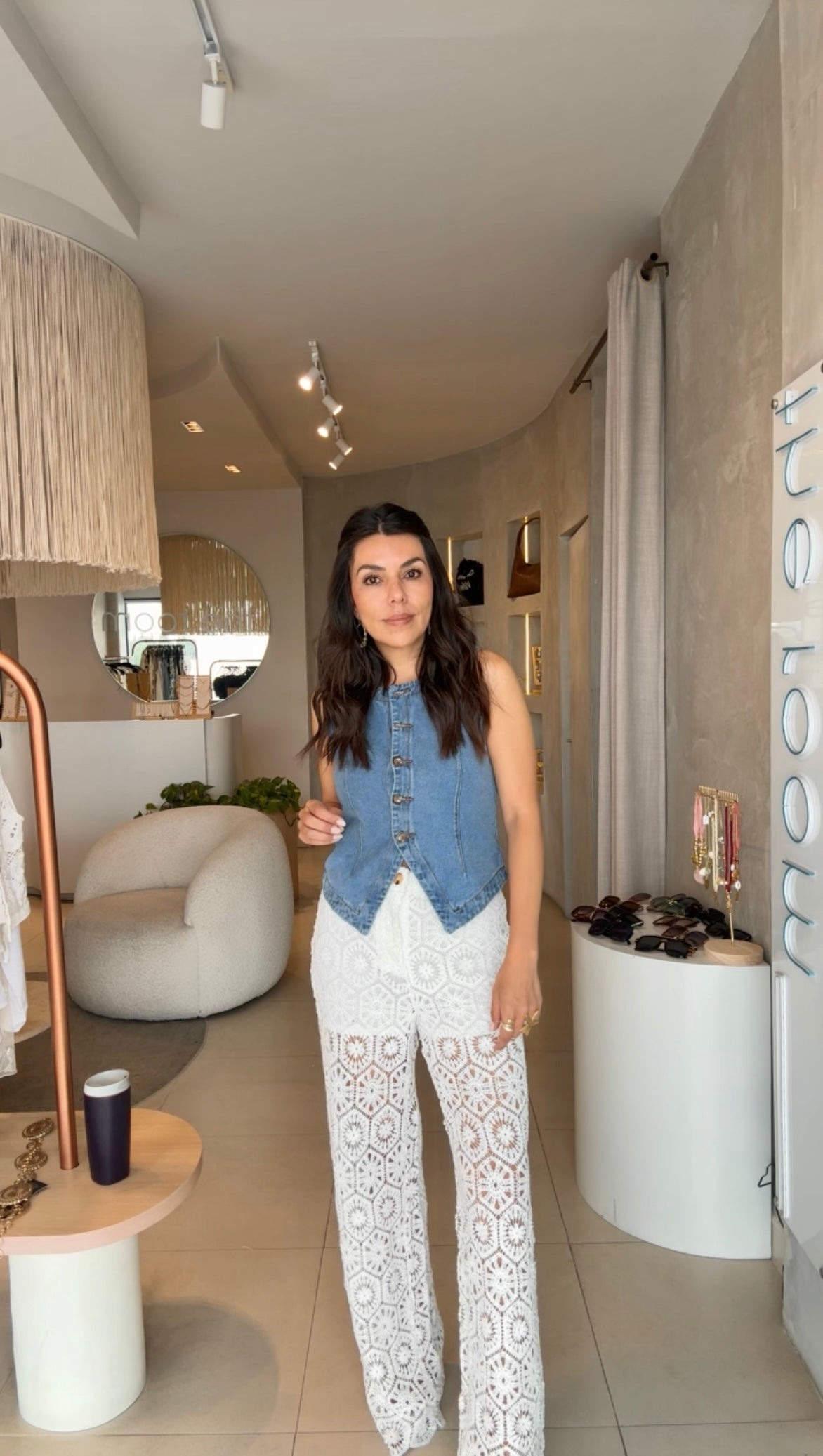 Pantalón crochet blanco