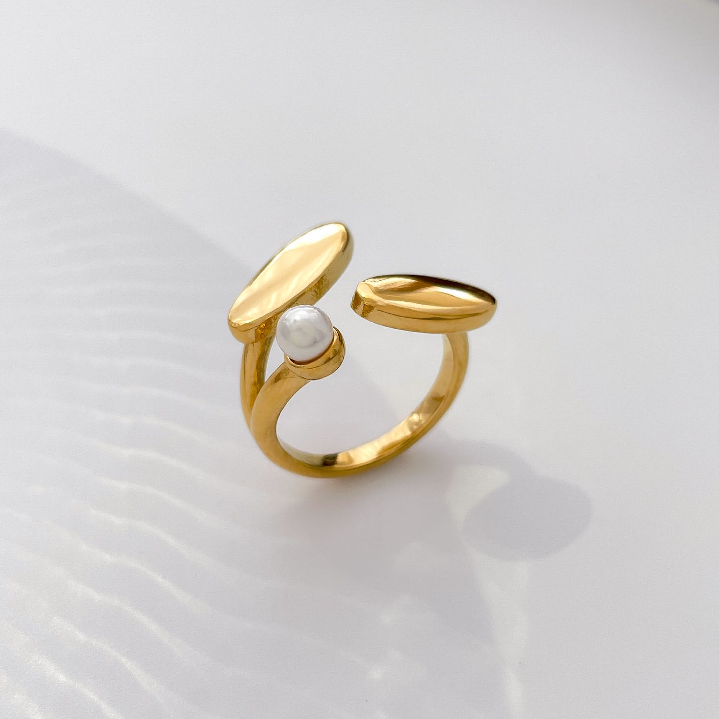 Anillo ovalos y perla