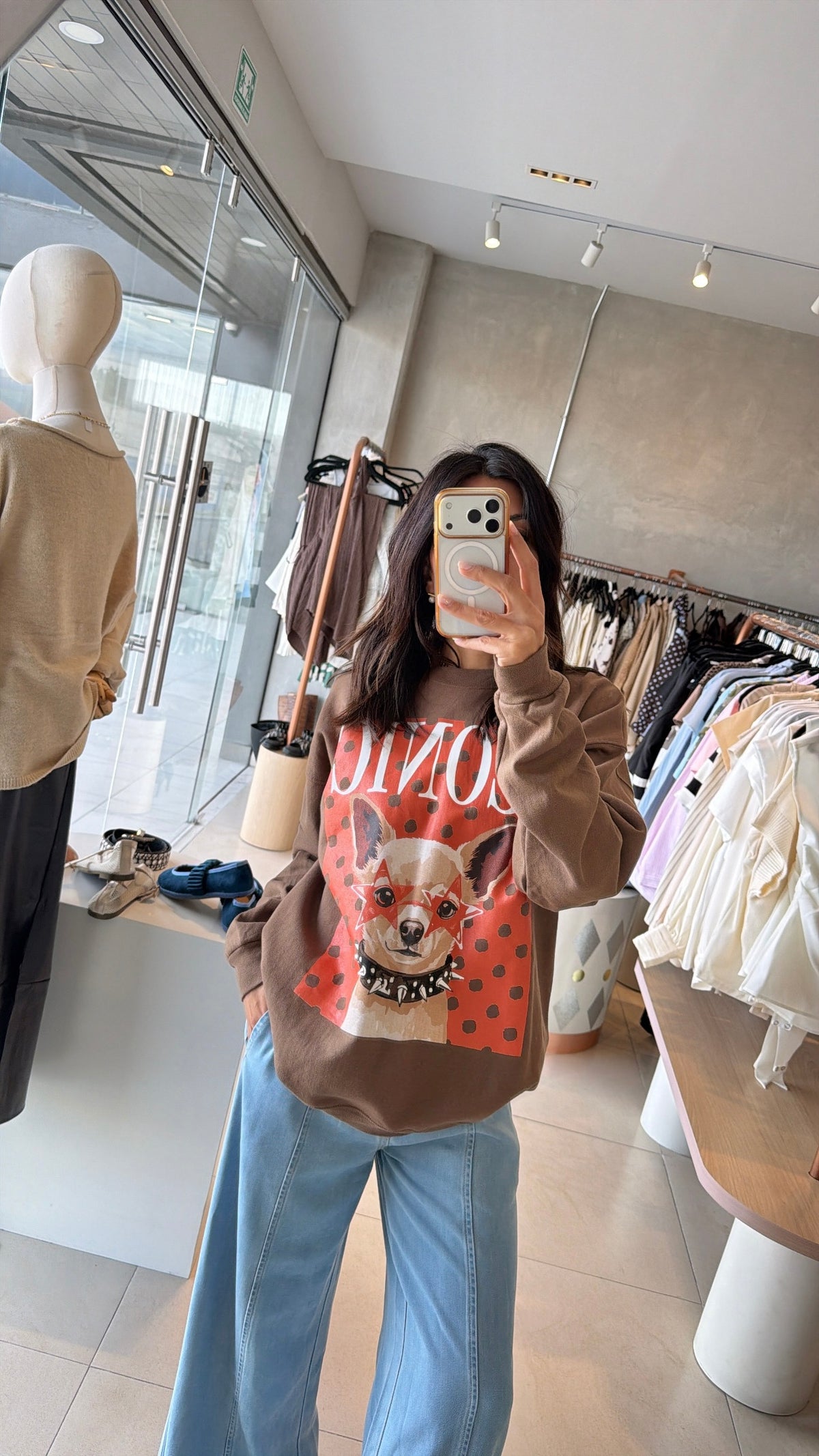 Sudadera café perrito