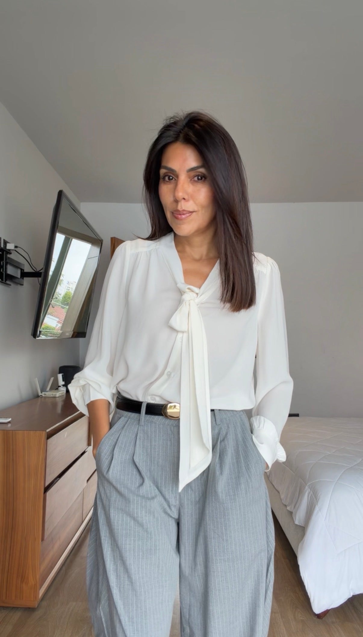 Blusa gasa beige lazo