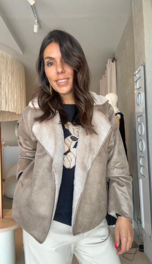 Chamarra borreguito Taupe