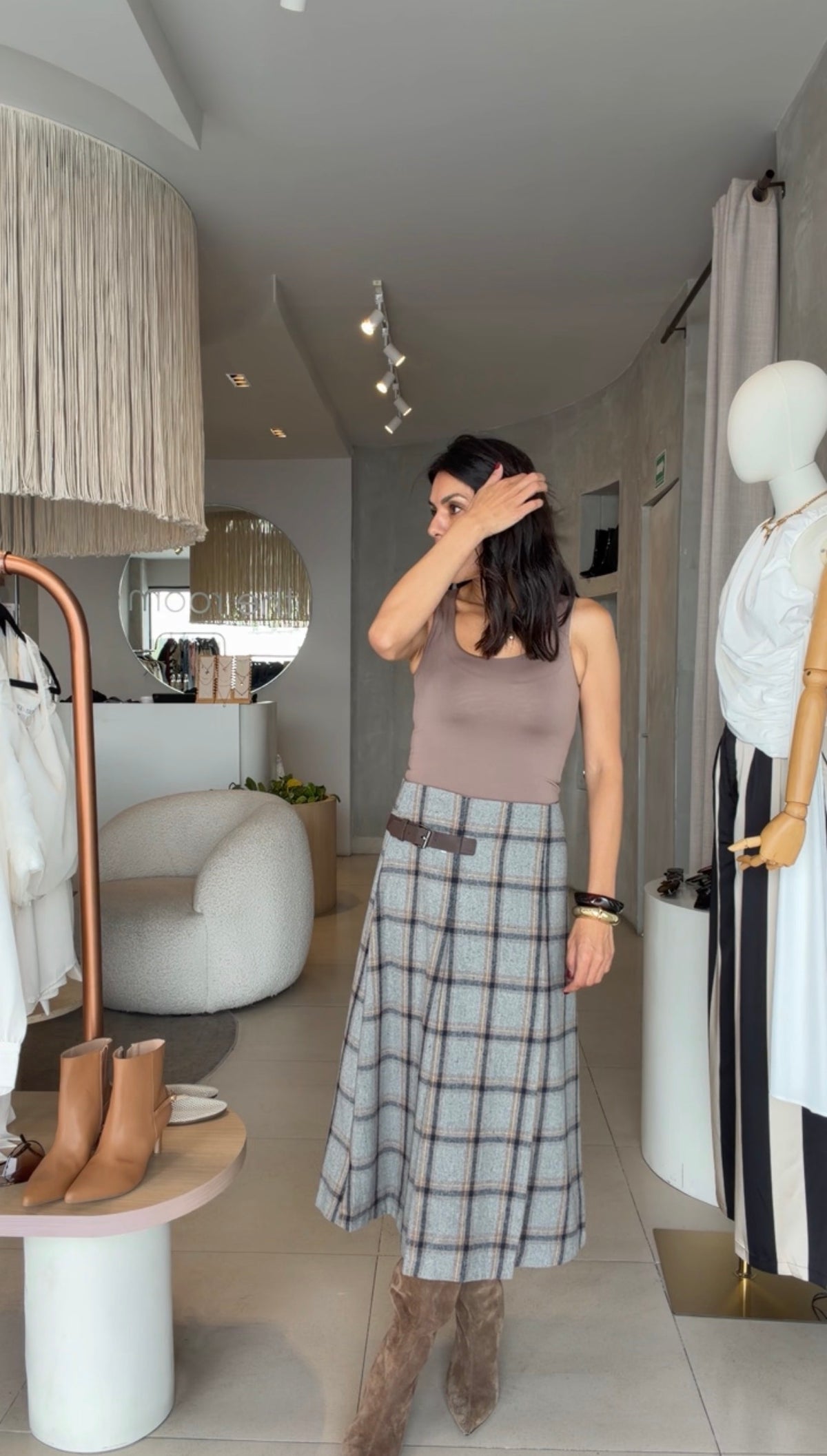 Falda cuadros gris