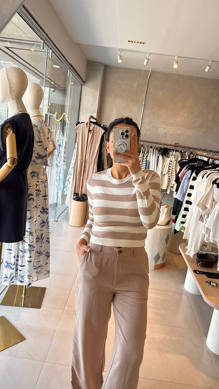 Blusa beige rayado