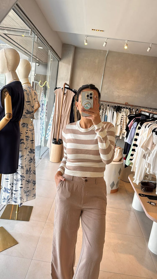 Blusa beige rayado