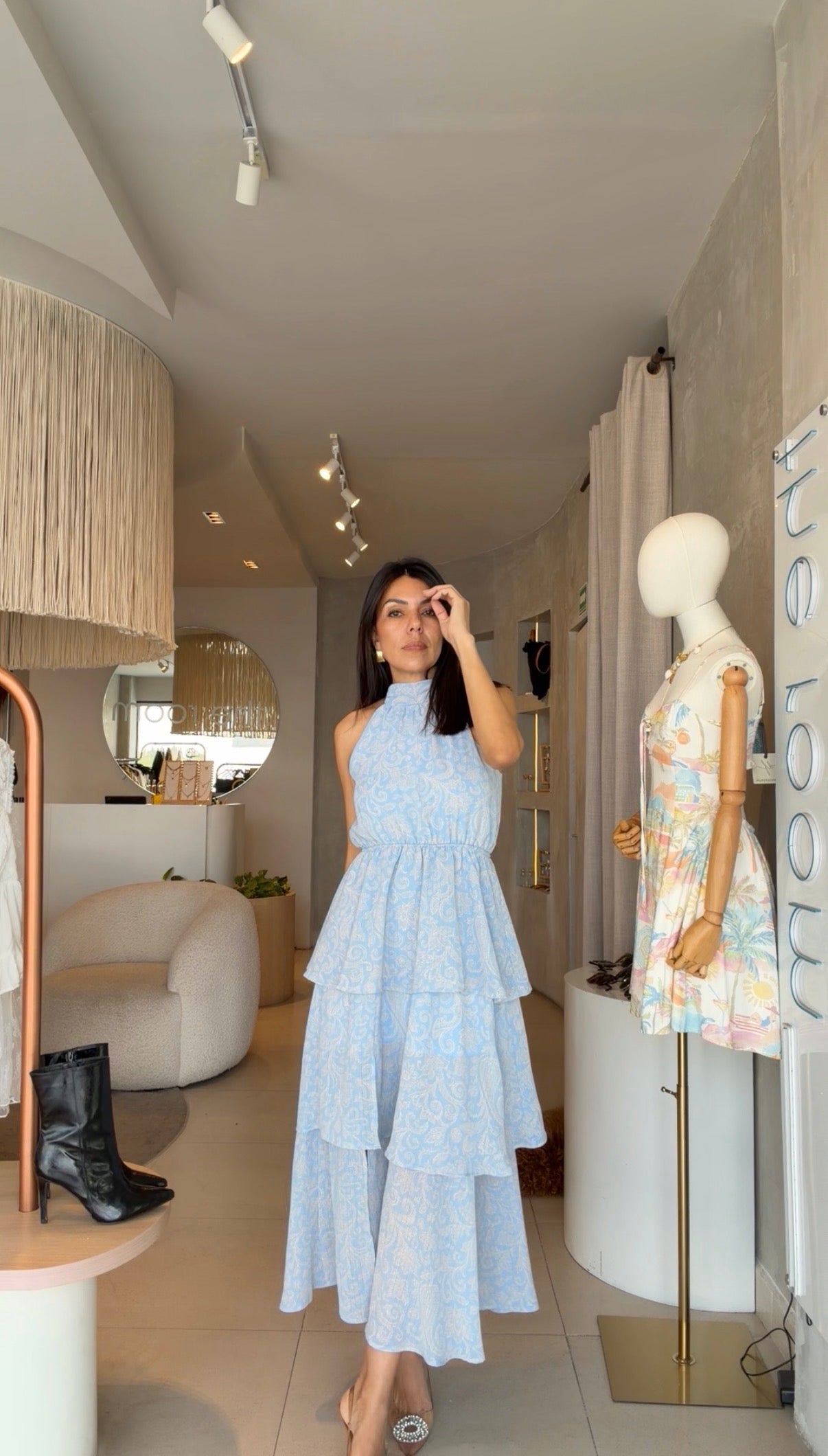Vestido azul estampado