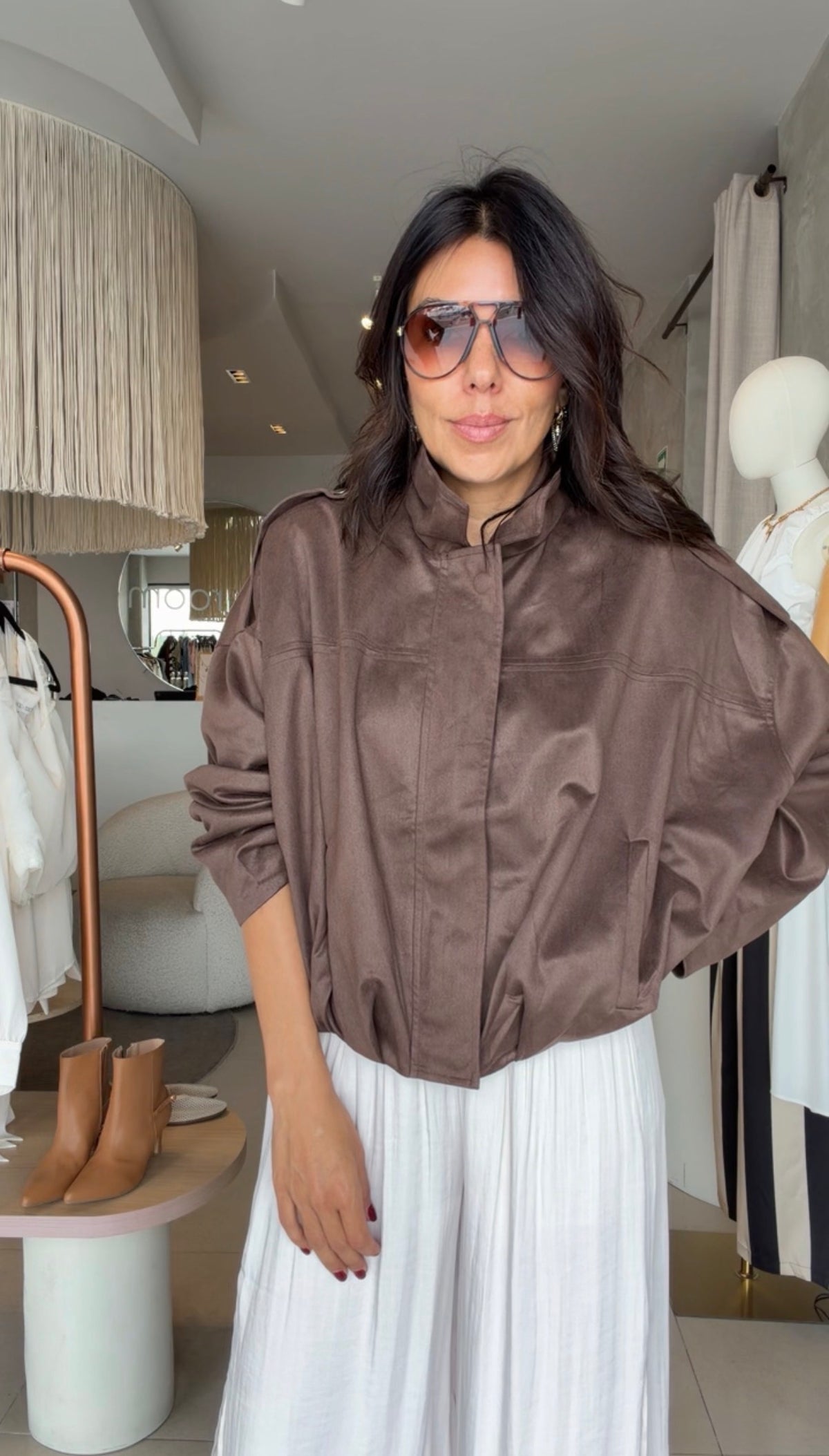 Bomber cafe suede